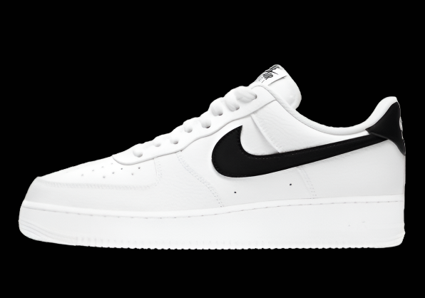 Nike Air Force  Low White Black Pebbled Leather Men's