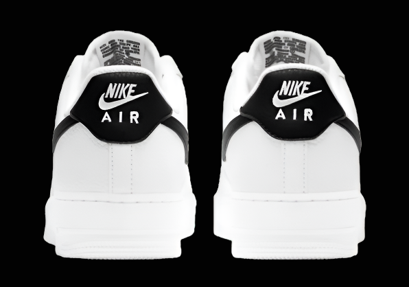 Nike Air Force  Low White Black Pebbled Leather Men's